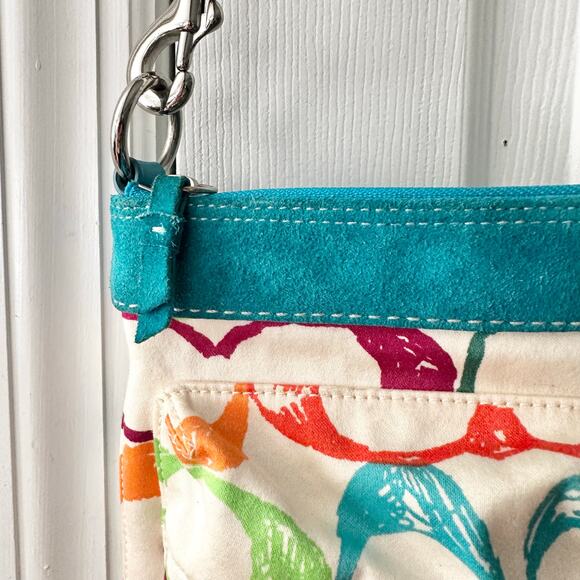 Coach Signature Multicolored Rainbow Scribble Cargo Double Pocket Crossbody Bag - Picture 3 of 12